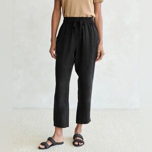 Jenni Kayne Rio Trouser Elastic Waist Pockets Pull On Comfy Pants Black Large